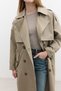 BUTTONED DOUBLE BREASTED TRENCH COAT SAND - 5