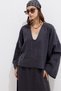 Premium v neck linen blouse anthracite - 5