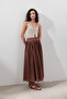 Tie-Up Detail Wide Skirt Hot Brown - 5