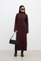Sleeveless High Collar Knitting Dress Claret Red - 2