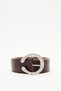Forged Buckle Leather Belt Burgundy - 2