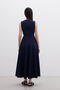 Sewing-Detailed Sleeveless Dress Navy Blue - 8
