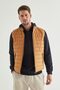 Regular Fit Safran Stand Collar Fiber Padded Seasonal Zippered Vest Coat