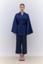 Satin Belted Kimono Dark Blue - 3