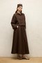 Linen Long Sleeve Crop Shirt Brown - 3