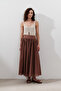 Tie-Up Detail Wide Skirt Hot Brown - 3