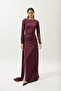 Tie Detail Evening Dress Bordo - 6