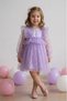 Lilac Long Tulle Sleeves Star Patterned Ruffled Sleeves Girls' Baby Girl Dress