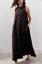 Linen Tight Wide Dress Bitter Brown - 3