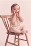 Baby Girl 100% Cotton Muslin Fabric Lace Collar Bowknot Ecru Romper Jumpsuit