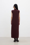 Sleeveless High Collar Knitting Dress Claret Red - 6