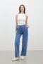 STRAIGHT DENIM PANTS WITH STITCH DETAIL BLUE - 6