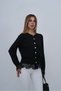 Women's Black Lace Detailed Waist Drawstring Cardigan - 3