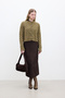 Artificial leather skirt bitter brown