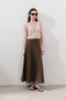 Linen Stitched Detail Skirt Dusty Brown - 6
