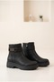 Women's Leather Textured Metal Accessory Thick Serrated Sole Zippered Daily Boots - 2