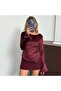 Velvet Fabric Spanish Sleeve Blouse - Burgundy - 7