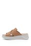 Women's Tan Cross-Strapped Wedge Heel Genuine Leather Comfort Slippers - 4