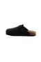 Comfortable Fit Suede Black Slippers with Closed Front Buckle 7005 - 4