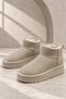 Women's Stoned Beige High Sole Ultra Mini Suede Boots with Fur Inside 4.5cm Byndum02 - 8