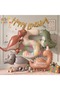Retro Dinosaur Concept Age 5 - 6 Piece Extra Large Birthday Balloon Set - Pastel Foil Number and Dinosaur Balloon Party Decoration Set