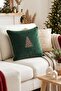 Elegant Christmas Tree Embroidered Green Velvet Throw Pillow Cover - 2