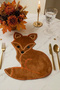 Velvet Textured Sitting Fox Embroidered American Service Set 1 Piece - 2