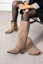 Lamelia Dust Cover Detailed Detachable Apparatus Boots Heeled Pointed Toe Zippered Women's Boots - 7