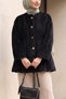 Fur Jacket with Lining and Drawstring Waist - Black