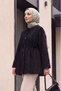 Fur Jacket with Lining and Drawstring Waist - Black - 3
