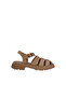 26101286 Cappuccino Genuine Leather Women's Cage Buckle Sandals Closed Toe