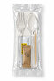 Hygienic Ready Packed Luxury Fork Spoon Toothpick Napkin Wet Wipes Set - 4