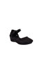Women's Black Genuine Leather Wedge Heeled Buckle Perforated Sandals - 2