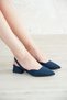 Women's Monaco Low Heel Shoes - Navy Blue-Suede - 4