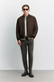 Men's Khaki Bottom-Bottom Britli Modal Blended Striped Long Sleeve Comfort Fit Shirt A62Y2080 - 8