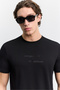 Men's Black Crew Neck Printed Viscose Blended Easy-Iron Regular Fit T-Shirt A62Y1008 - 2