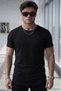 Men's Black Slim Fit Tshirt - 2