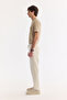 Men's Beige Elastic Waist Lace-Up Linen Blend Jogger Relaxed Fit Trousers A61Y3003 - 3