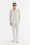 Men's White Elastic Waist Linen Blend Relaxed Fit Trousers A61Y3204 - 8