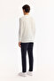 Men's Ecru Crew Neck Textured Knitwear Regular Fit Sweater A52Y5086 - 4