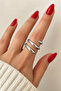 Eterna Zircon Stone Adjustable Silver Women's Steel Ring Does Not Tarnish or Lose Color