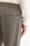 Men's Khaki Elastic Waist Lace-Up Easy-Iron Jogger Relaxed Fit Pants A52Y3041 - 5