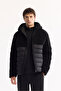 Men's Black Hooded Windproof -4 Degree Resistant Comfort Fit Inflatable Plush Coat A52Y6158