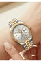 Women's Double Color Gold Silver Metal Cord White Dial Calendar Wristwatch with 2 Years Warranty - 2