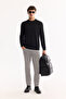 Men's Black Crew Neck Textured Knitwear Regular Fit Sweater A52Y5086 - 7