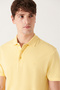 Pánské žluté tričko Basic Cotton Polo Neck E001004 - 2