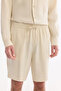 Men's Ecru Elastic Waist Breathable Modal Blend Soft Touch Relaxed Fit Shorts A61Y3703 - 4