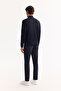 Men's Navy Blue Stand Collar Zippered Textured Knitwear Regular Fit Sweater A52Y5150 - 4