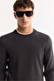 Men's Anthracite Crew Neck Rayon Anti-Pilling Textured Knitwear Regular Fit Sweater A52Y5016 - 7