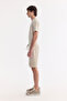 Men's Beige Elastic Waist Lace-Up Bi-Stretch Soft Touch Regular Fit Shorts A61Y3609 - 2